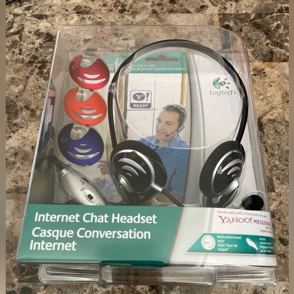 Logitech Other - Logitech Internet Chat Headset Behind the Head Multicolored Computer New Sealed